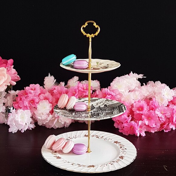 Handmade 3-Tier Cake Stand in Autumn Browns Thanksgiving Dessert Serving Tray - Picture 5 of 13